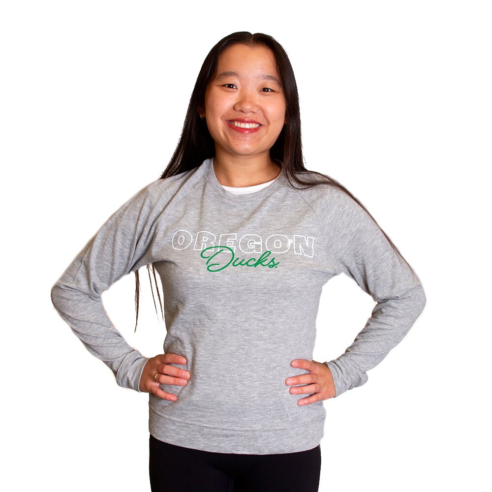 Ducks Spirit, Camp David, Grey, Long Sleeve, Cotton Blend, Women, Ducks, Glitter design, T-Shirt, 838509